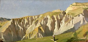 Kliffen van Volterra (olieverf op paneel)