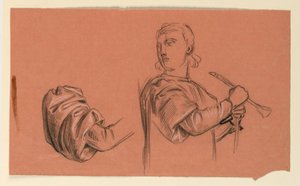 Tekening, details figuurstudie, ca. 1885