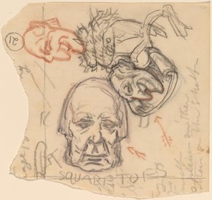 Zelfportret: Karikaturen, ca. 1918