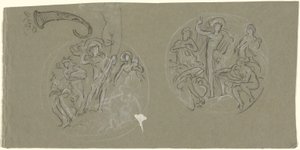 Blad met studies voor Huntington Plafond door Elihu Vedder
