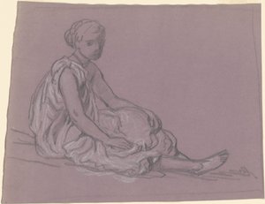 Studie voor "Griekse Meisjes die Baden" door Elihu Vedder