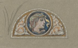 Studie voor Lunet met Vrouwelijk Hoofd door Elihu Vedder