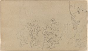 Dorpsscène, ca. 1859 door Elihu Vedder