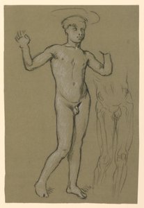 Figuurstudie voor een Fonteinontwerp door Elihu Vedder