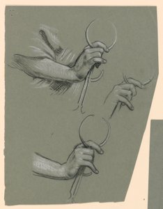 Studies van handen die schuifmaten vasthouden door Elihu Vedder