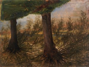 Bomen naast een beek door Eliphalet Fraser Andrews