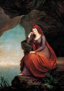 Portret van Maria Josepha Hermenegilde von Liechtenstein, prinses Esterhazy als Ariadne op Naxos door Elisabeth Louise Vigee Lebrun
