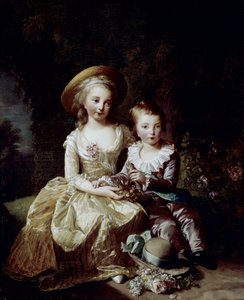 Portret van Marie Thérèse Charlotte van Frankrijk en Delfino Louis Joseph Xavier van Frankrijk door Elisabeth Louise Vigee Lebrun