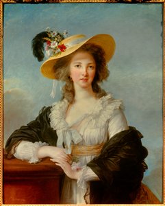 Portret van Yolande Gabrielle Martine de Polastron, Hertogin van Polignac met de Strohoed