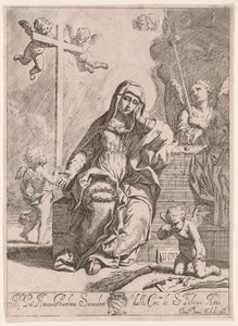 Madonna van Smarten met symbolen van de Passie door Elisabetta Sirani
