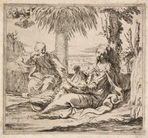 Rust op de vlucht naar Egypte door Elisabetta Sirani