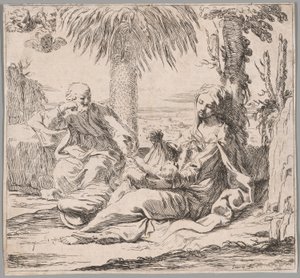 De rest op de vlucht naar Egypte door Elisabetta Sirani