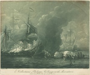 Scheepvaartscène uit de Collectie van Philip Hollingworth, 1720s door Elisha Kirkall