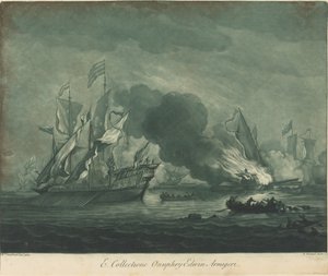 Scheepvaartscène uit de Collectie van Onuphrij Edwin door Elisha Kirkall after Willem van de Velde the Elder