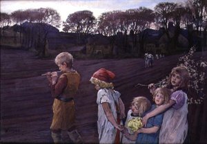 De rattenvanger, een allegorie van de lente door Elizabeth Adela Stanhope Forbes
