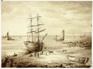 Boot laden in de haven door Elizabeth Murray