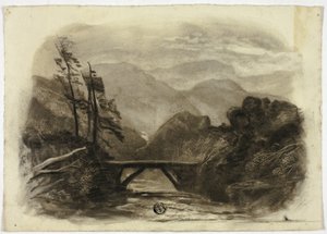 Bergstroom met kleine brug II door Elizabeth Murray