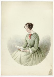 Portret van een lezende vrouw