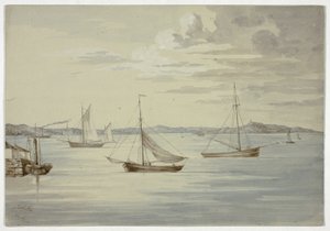 Uitzicht op Inchkeith en de Firth of Forth-eilanden vanaf Granton door Elizabeth Murray