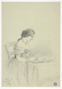 Vrouw die aquarelleert (mogelijk een Zelfportret) door Elizabeth Murray