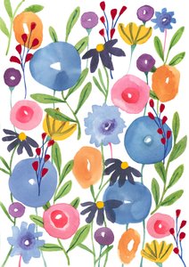 Boho bloemen, 2018 (aquarel) door Elizabeth Rider