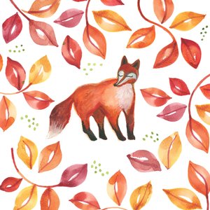 Vos, 2017 (aquarel) door Elizabeth Rider