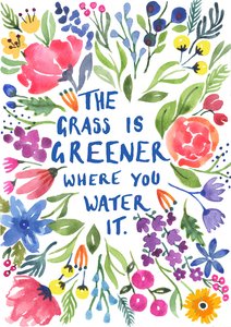 Groener gras, 2018 (aquarel) door Elizabeth Rider