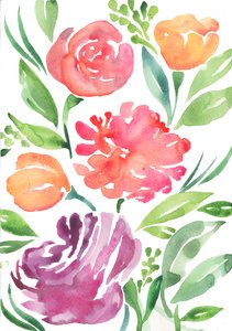 Wilde bloemen, 2018 (aquarel) door Elizabeth Rider