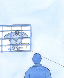 Een persoon die vastzit in zonde is als een gevangene in een kooi, met de sleutel aan de binnenkant door Elizabeth Wang