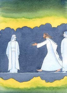 Na de dood van Christus haastte Hij zich langs vele heilige mensen in de onderwereld om Abraham te begroeten, die Gods oproep gehoorzaamde om zijn land te verlaten door Elizabeth Wang