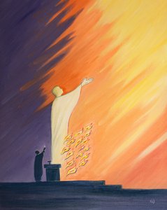 Bij de mis bidden we met Christus die zich in de brandende liefde van de Heilige Geest tot de Vader uitstrekt