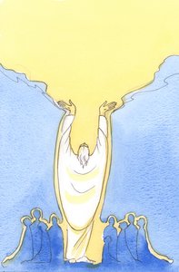 Omdat Jezus Christus God is en mens, en aanwezig onder ons tijdens de mis. door Elizabeth Wang