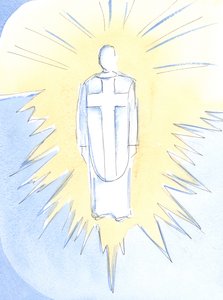 Christus - bijna ondraaglijk verblindend, koninklijk en krachtig - regeert nu in de hemel, ware mens en ware God, onze Hogepriester door Elizabeth Wang