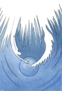 Christus en de Heilige Geest zijn als twee armen van de Vader die de aarde omarmen. door Elizabeth Wang