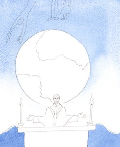 Christus is bezorgd om iedereen en alles op onze planeet terwijl Hij voor ons bemiddelt en Zijn Heilig Offer aanbiedt. door Elizabeth Wang
