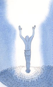 Christus staat onder ons tijdens de Mis en bidt voor zondaars door Zijn eenmalige Offer aan te bieden