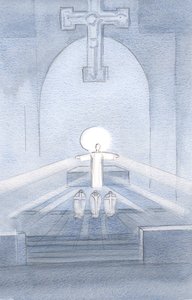 Ik zag Christus naar zijn volk kijken, genietend van het hier zijn met ons allen door Elizabeth Wang