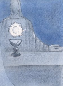 Ik zag Jezus, werkelijk aanwezig op het altaar; en ik zag de hostie glinsteren 