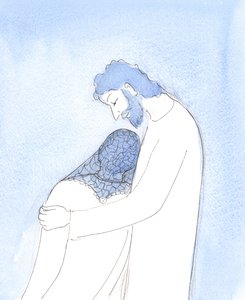 In de Heilige Communie kan Christus ons dicht naar zich toe trekken zodat we ons hoofd op Zijn borst kunnen laten rusten, zoals St. Johannes door Elizabeth Wang
