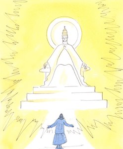 In geloof kunnen we een laaiend licht zien, hoog in de kerk boven het heiligdom