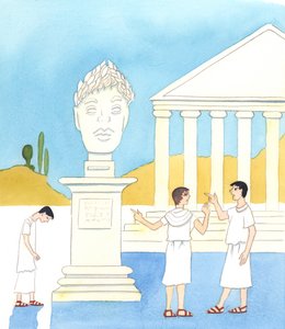 In de vroege kerk in Rome offerden gelovige christenen geen wierook aan de keizer, die alom werd beschouwd als een God, 2005 (aquarel op papier)