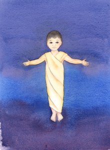 Jezus Christus is ware God, die onze menselijke natuur aannam, met de nederigheid en goedheid om onder ons te komen als een eenvoudig kind door Elizabeth Wang