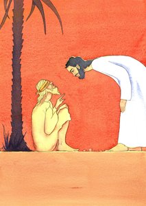Jezus geneest de blinde man door Elizabeth Wang