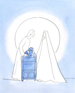 Onze Gezegende Vrouw was bij mij, met haar Zoon, en bracht een Paasgroet. Ze waren beiden verheugd over mijn vreugde om hen te zien, en mijn vreugde om te weten dat ze gelukkig zijn in de hemel door Elizabeth Wang