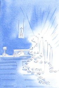 De Heilige Engelen waren aanwezig: en versierden de kerk met slingers, die de vreugde van de hemel bij een wijding toonden door Elizabeth Wang