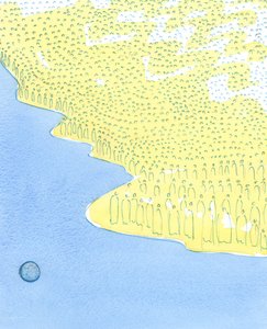 De heiligen zijn verzameld in de hemel alsof ze op een eiland ver boven onze zondige wereld zijn. door Elizabeth Wang