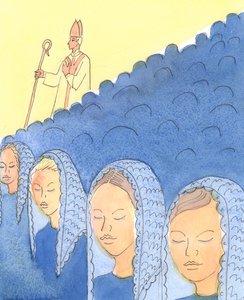 Het bedekken en ontbloten van het hoofd is belangrijk voor Bisschoppen door Elizabeth Wang