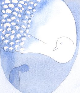 De Allerheiligste Geest - gezien als een prachtige vogel met verblindend witte veren - is aanwezig en werkzaam in ons. door Elizabeth Wang