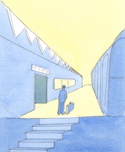 Degenen die uit de dood komen, klaar voor de hemel, en degenen die uit het vagevuur komen na zuivering, zijn als mensen die eindelijk op een perron staan, met ingepakte tas door Elizabeth Wang