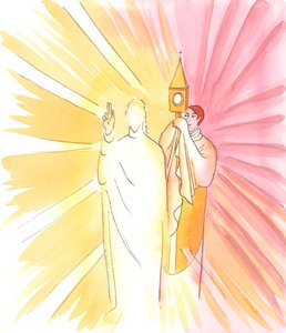Wanneer een priester de monstrans met de Heilige Hostie vasthoudt en ons ermee zegent, zegent Christus Zelf ons, ook al zien we Hem niet door Elizabeth Wang